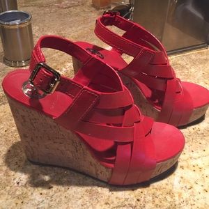 Red-Orange Tory Burch slingback sandals